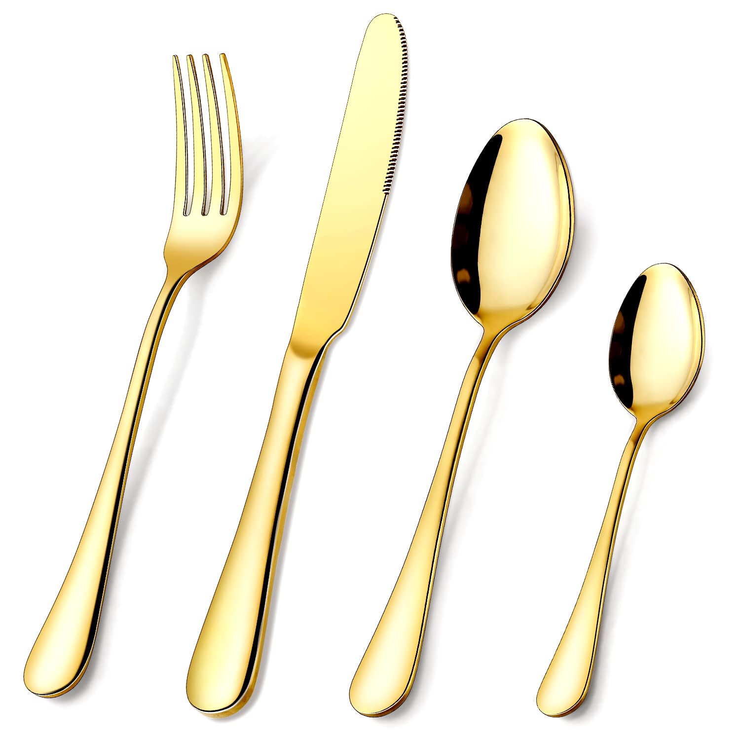 Gold Cutlery Set, OGORI 24 Piece Cutlery Set for 6 People,Mirror Polished Gold Flatware Set, Tableware Silverware Set with Spoon Knife and Fork Set, Service for 6 — image 1