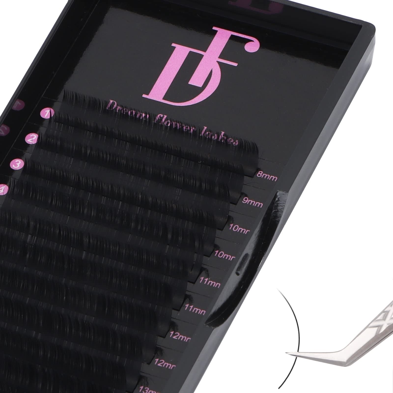 Photo 1 of DF Lash Extension Volume Lash Extensions 0.05 DD Curl 15-20mm Mixed Tray Individual Lash Extensions Classic Eyelash Extensions Soft Matte Black Single Lashes Professional Salon Use
