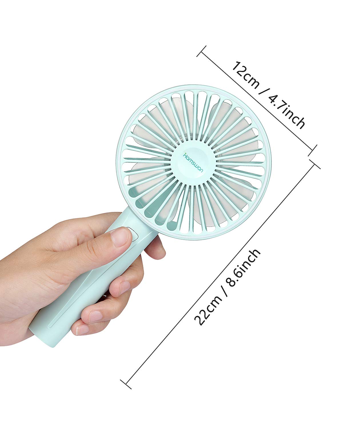 HAMSWAN AG20 Mini USB Desk Handheld Fan Rechargeable Fish Tail Portable Fan (White)