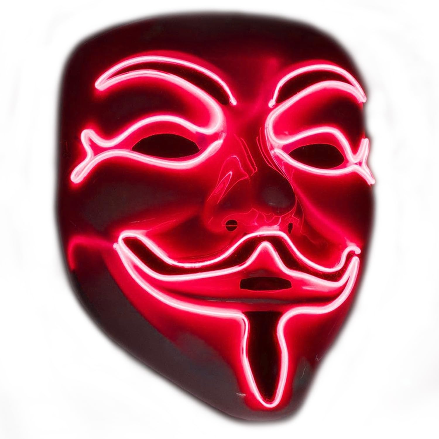 Anonymous Red LED Mask | Premium Quality | Rigid Plastic | 3 Flashing Modes | Vendetta | LED Mask | Cosplay | Halloween | Neon | 100% Horror | 100% Fun | OriginalCup®
