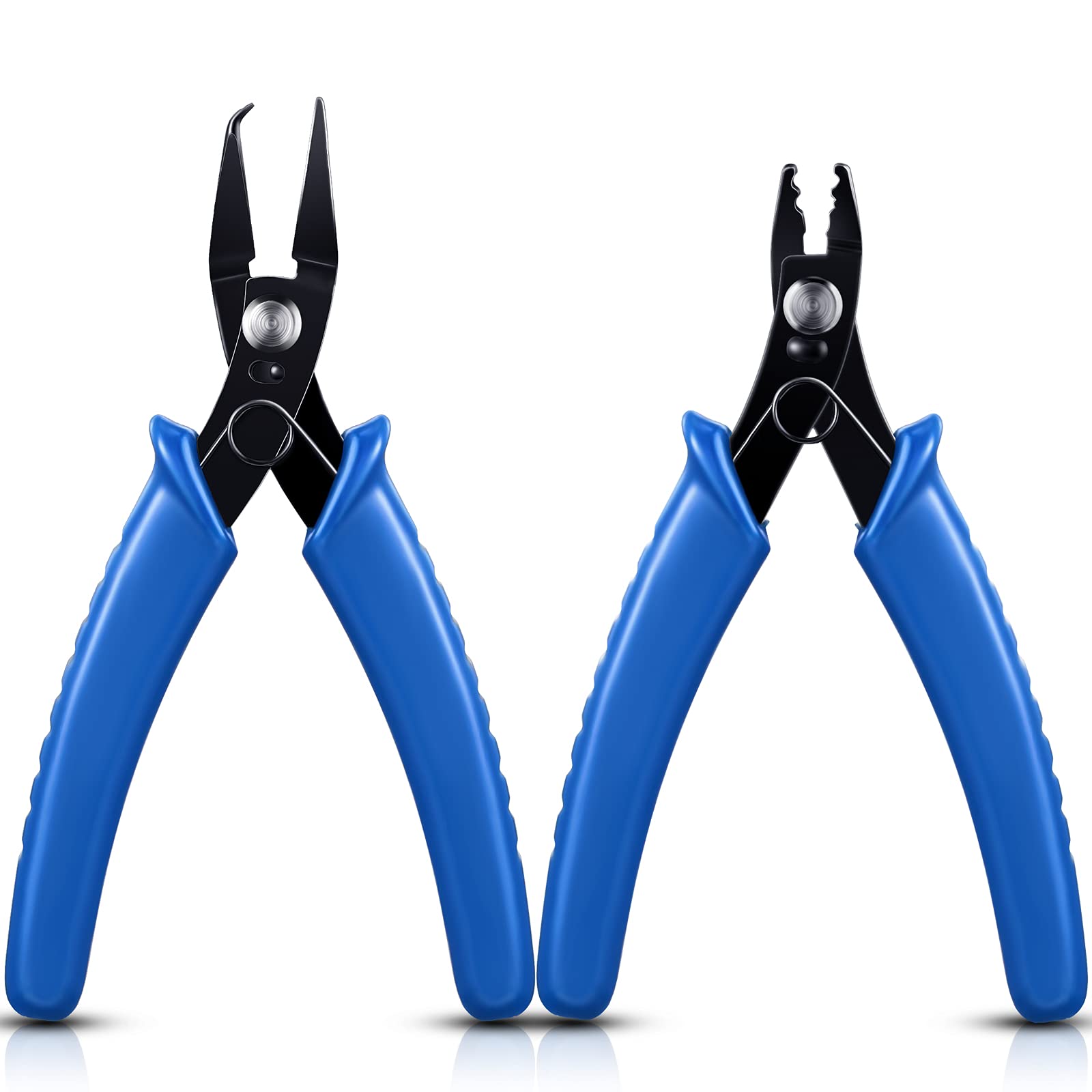 Photo 1 of 2 Pcs Split Ring Pliers Crimping Jewelry Jump Pliers for Opening/Closing Split Ring or Key Chain, Wire Flush Cutter Set for Jewelry Beading Repair Making Supplies