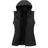 KVE Women's Hooded Softshell Vest Fleece Lined Windproof Zip Up Sleeveless Jacket Lightweight Coat for Running