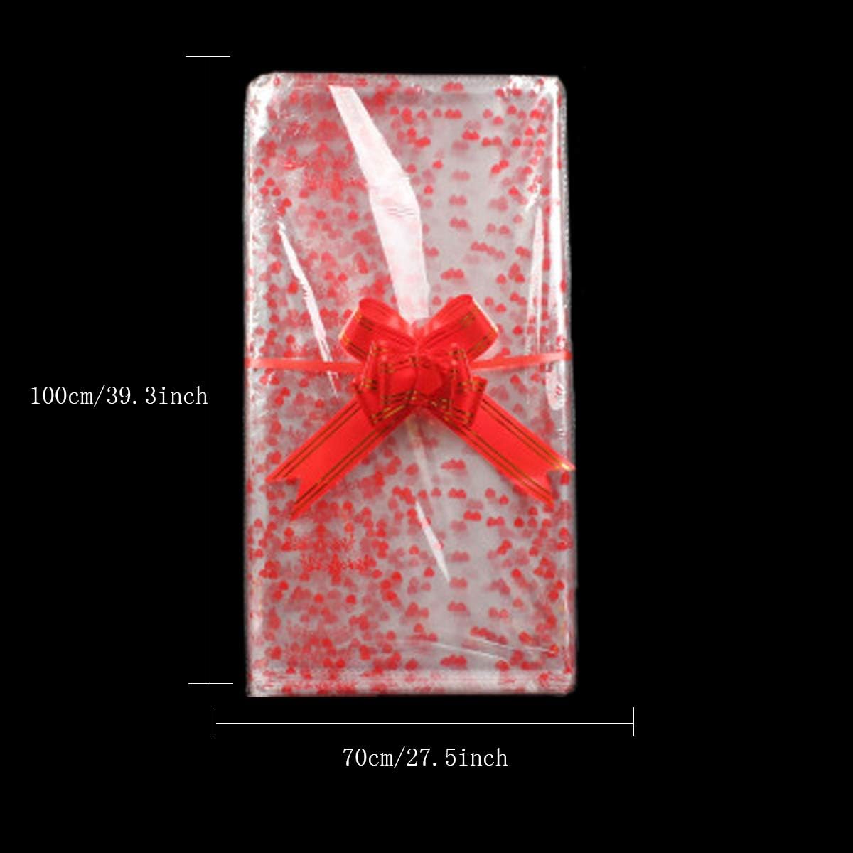 Fantasyon 10 Pack Cellophane Basket Bags, 40 x 30 Inch Large Clear Plastic Wrap Bags With Pull Bows for Hampers Gifts, Baskets Wrapping - Image 3