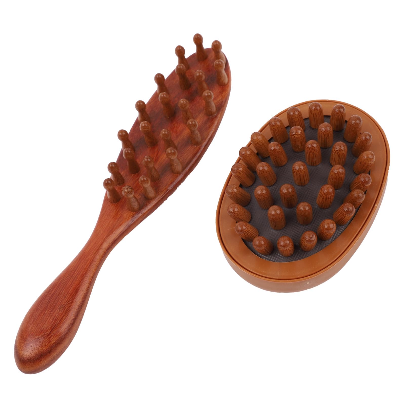 Photo 1 of 2 Pcs Loc Brush for Dreads, Wooden Long Handle Scalp Massage Wide Tooth Comb and Round Air Cushion Massage Comb Suitable for Scalp Care and Hair Styling