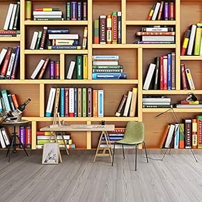 Wall Murals for Bedroom Modern Bookshelf Pattern Removable Wallpaper Peel and Stick Wall Stickers - 66x96 inches