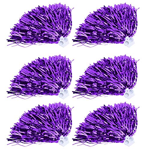 VGEBY1 6Pcs Cheerleading Poms, Cheerleader Pom Poms Hand Flowers for Sports Team Spirit Cheering(Purple)