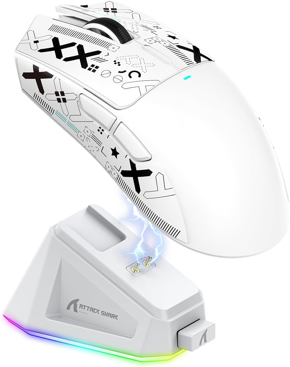 ATTACK SHARK X11 Gaming Mouse with Magnetic Dock 22000 DPI 3 Modes White