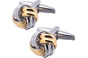 Jonwo 2 Tone Gold & Sliver Knot Cuff Links for French Tuxedo Shirt Stainless Steel Metal Shirt Cufflinks In Gift Box for Anniversary