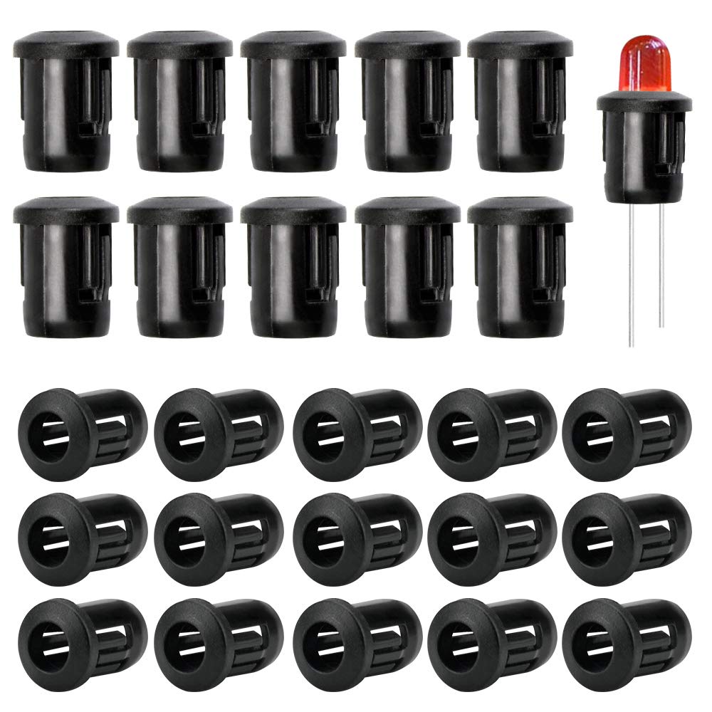 EMAGEREN 100pcs LED Holder 5mm Diode Holder Lamp Plastic Lamp Socket Light-Emitting Diode Holder LED Lamp Holder Bezel Mount Useful LED Clip Panel Display for Easily Attaching LEDs to Boards