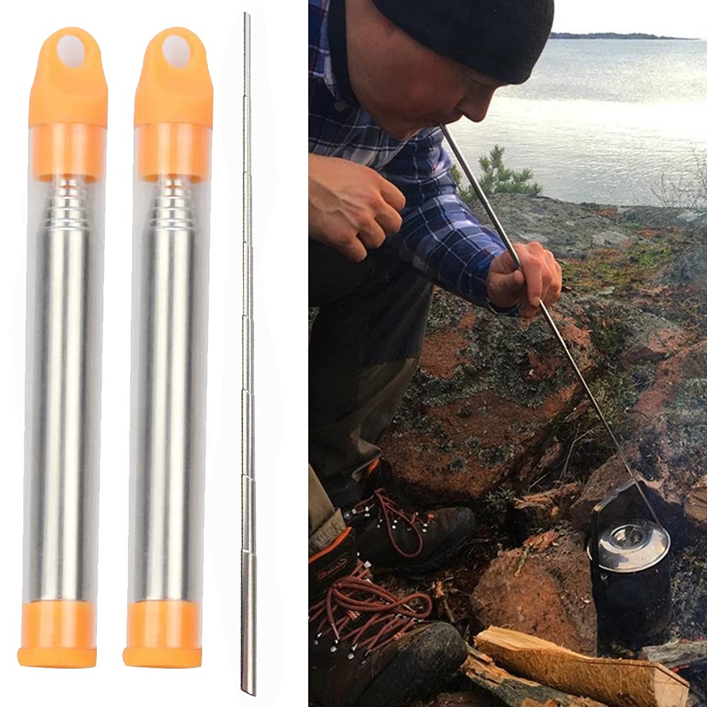 NA 2 Pcs Fire Blower Pipes Adjustable Flexible Stainless Steel Fire Bellows Manual Blowing Tubes Blow Fire Tubes for Outdoor Picnic