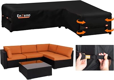 Enzeno Garden L-Shape Furniture Cover 420D Waterproof Patio Corner Sofa