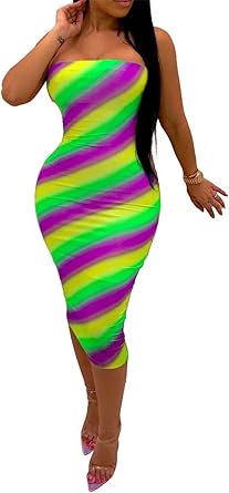 strapless tie dye bodycon dress
