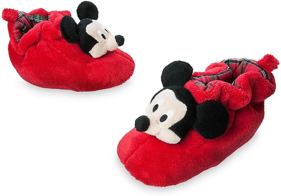 Disney Store Mickey Mouse Plush Slippers Plaid Size 18 - 24 Months 2T 2 years