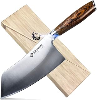 COVACURE Küchenmesser Kochmesser 18 cm - Rostfrei Chinesisches Kochmesser, Deutsch Hochgekohlter Edelstahl mit Pakkawood Griff, für Küche & Restaurant mit Geschenkbox