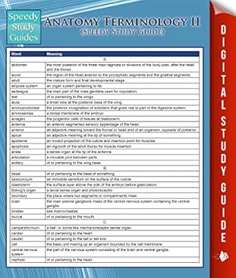 Anatomy Terminology Ii Speedy Study Guide Human Anatomy