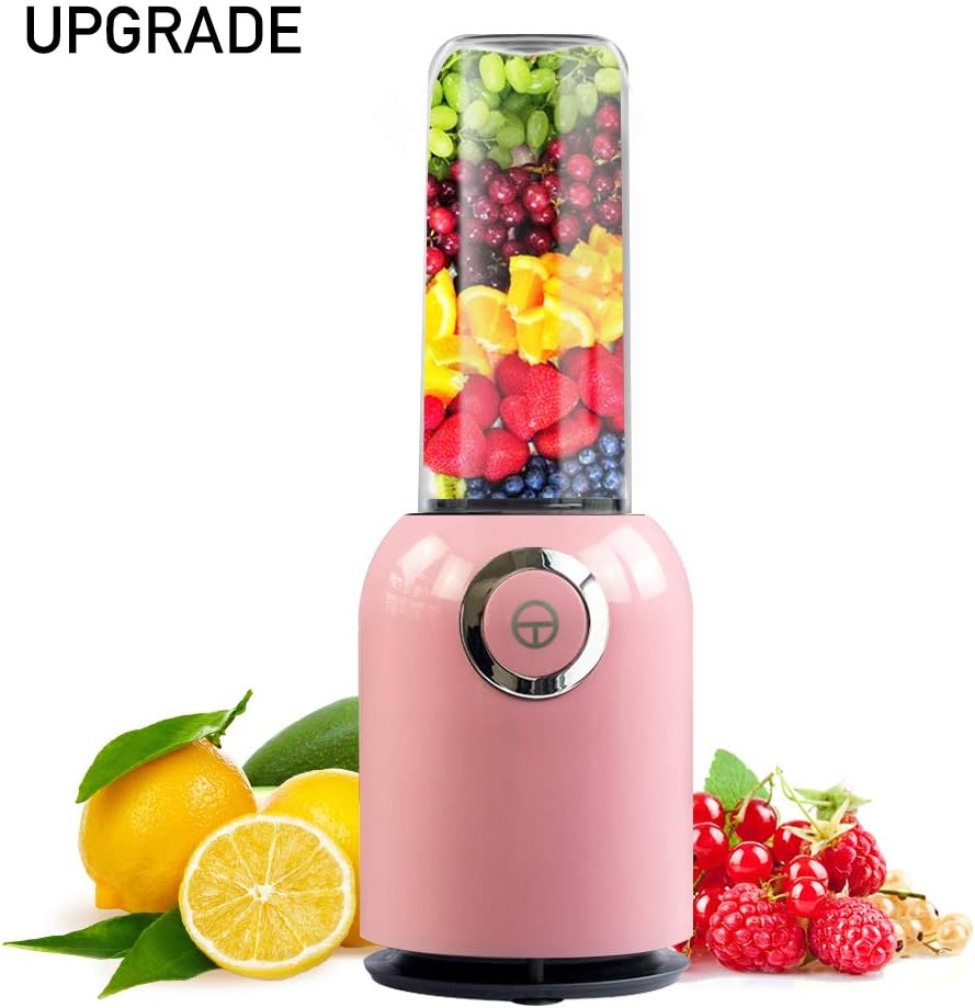 GREENIS Personal Blender Single Serve Smoothies Blender with 250W Base BPA Free Tritan Cups for Juices Shakes Baby Food Pink