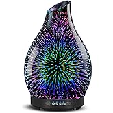 JOYOLO Glass Essential Oil Diffuser for Home, 120ML, 7 Color Lights | Quiet Aromatherapy Diffuser, 4 Timer &amp; Auto Shut-Off, Ultrasonic Mist Humidifier for Home Office Bedroom, 3D Fireworks
