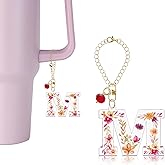YaeYur Letter Charm Accessories for Stanley Cup with Handle, Personalized Initial Charms with Red Crystal Pendant for Women
