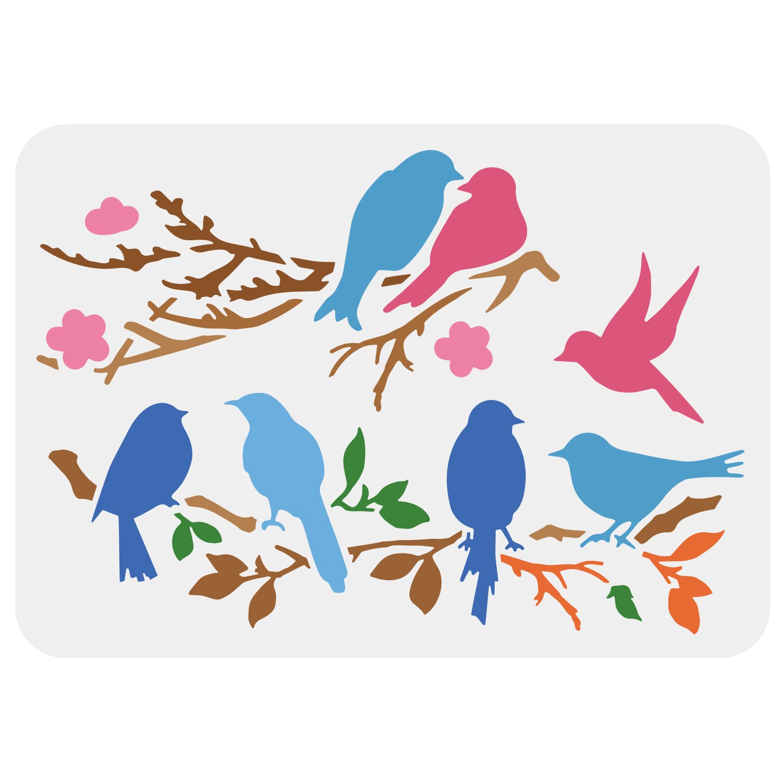 FINGERINSPIRE Love Birds Tree Branches Stencil 29.7x21cm Reusable Birds on Branch Pattern Stencils Animal Bird Stencil for Painting on Wall, Wood, Furniture, Fabric and Paper