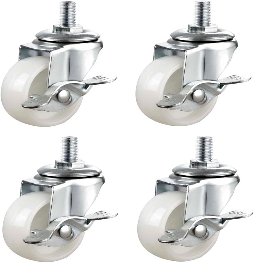 Qty. 4 x 40mm Nylon Swivel Castors with Brakes - Furniture, Appliance & Equipment Small Wheels by Bulldog Castors - Max 100Kg Per Set