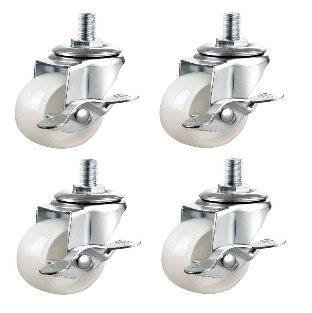 Qty. 4 x 40mm Nylon Swivel Castors with Brakes - Furniture, Appliance & Equipment Small Wheels by Bulldog Castors - Max 100Kg Per Set