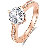 ZHOANLE Moissanite Engagement Rings for Women D Color VVS1 Clarity Brilliant Round Cut S925 Sterling Silver Promise Rings for Her Women Gifts