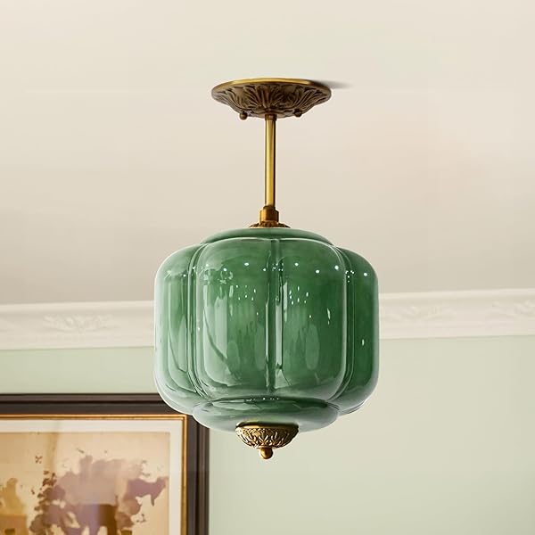 CKENSU MILK GLASS CEILING LIGHT FIXTURE – ANTIQUE...