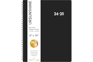 URSUNSHINE Planner 2024-2025 - Weekly & Monthly 2024-2025 Planner with Printed Tabs, Jul. 2024 - Jun. 2025, 8" x 10", Flexible Cover, Twin-Wire Binding, Premium Paper, Perfect Oganizer - Black