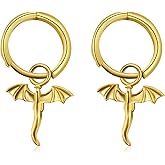 Mini Dragon Earrings, Tiny Dragon Hoop Earrings for Women, Cute Copper Ear Jewelry Gift