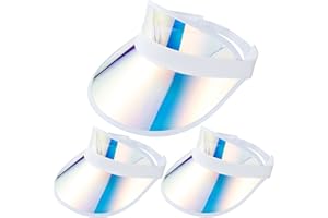 KEJEA 3 Pack Colored Sun Visor Hat Women Men Plastic Clear Visors Hats