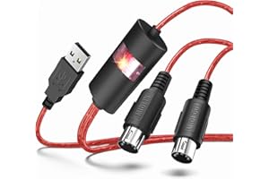 TNP Midi to USB Cable Interface Converter - in Out Midi Cable Host Adapter Plug Controller Wire Cord for Keyboard Synthesizer