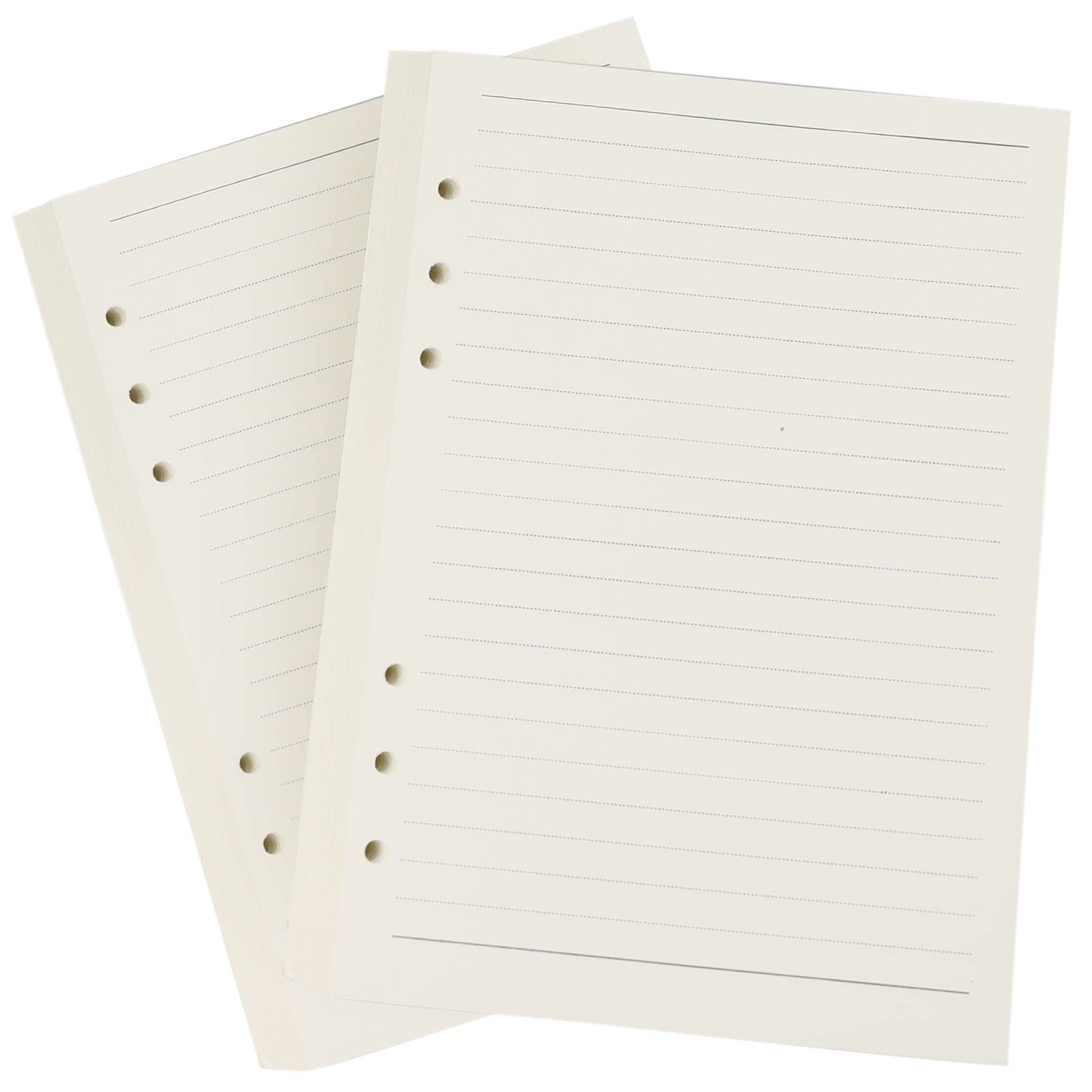 A5 Filler Paper, 6-Hole Punched for 6-Ring Binders, 8mm Ruled Loose Leaf Paper,14.2 x 21.1cm Inserts Paper, 80 Sheets/160 Lined Pages, Beige