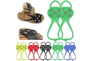 SOPUTRY Universal Non-Slip Gripper Spikes, Anti-Skid Snow Ice Shoe Spikes with 5 Tooth Steel Nails, Anti Slip Rubber Gripper Spikes for Hiking Mountaineering Walking
