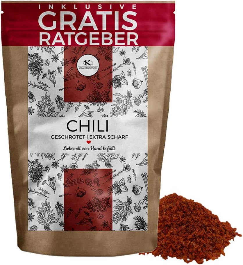 Chilli Pepper Chilli Pepper 250 g Extra Sharp Dried Hot Chillis with Cores Includes Free Guide Chilli Flakes for Chilli Mill Capsaicin