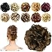FESHFEN Messy Bun Hair Piece - Elastic Wavy Curly Hair Bun Scrunchies Extensions Synthetic Chignon Hairpieces for Women Girls, Medium Brown 1 PCS