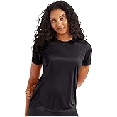 Hanes Sport Women's Cool DRI Performance T-Shirt, Short Sleeve, Moisture-Wicking, UPF 40+, Lightweight Athletic Fit Tee for Running, Gym, Workout, Training, Sublimation-Ready, Black, Small
