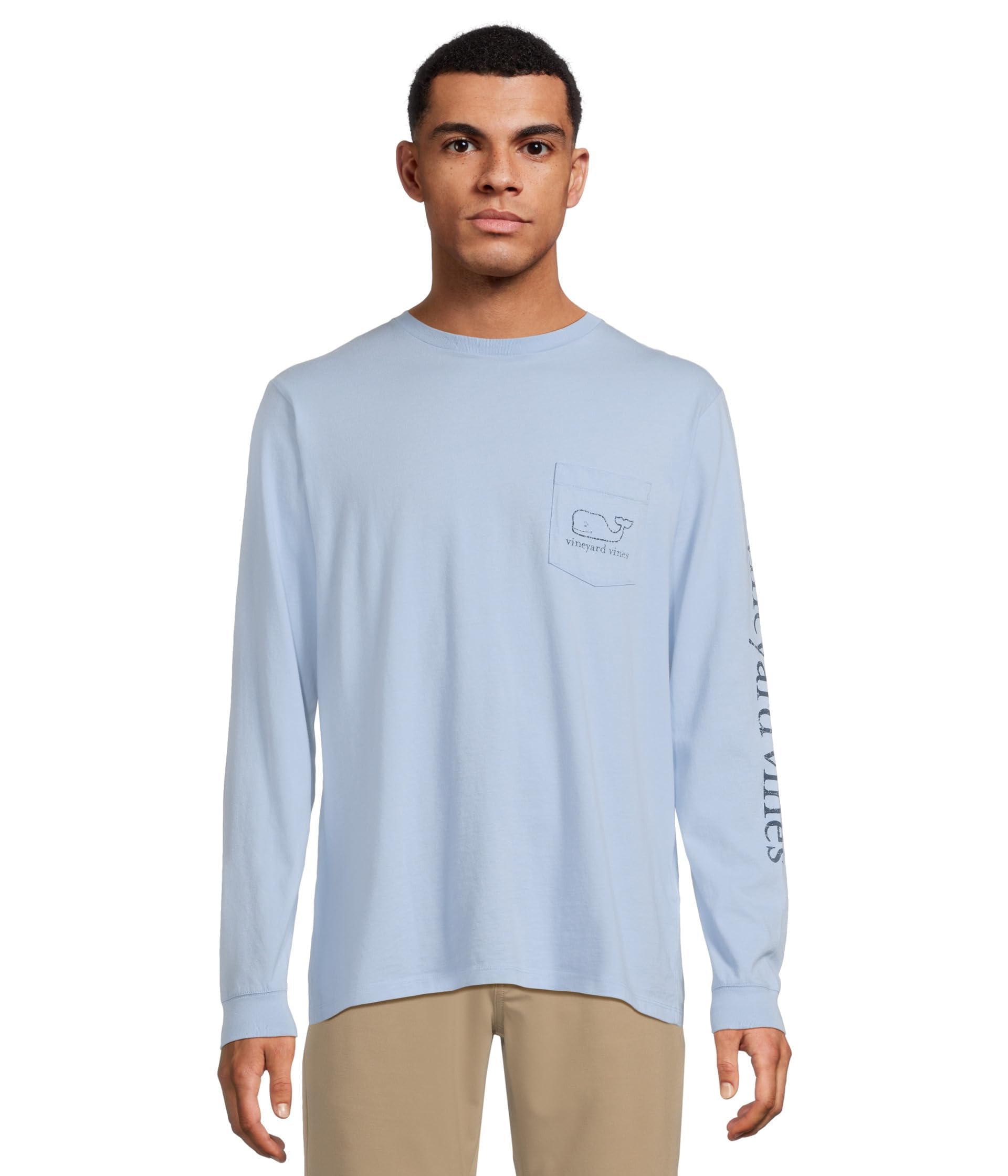 vineyard vines Men's Long Sleeve Vintage Whale Pocket T-Shirt, Jake Blue, XX-Large Image