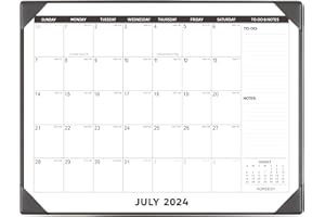 Large Desk Calendar 2024-2025 with Desktop Mat, KOPEESY 22 x 17 Desk top Calendar 18 Months Run From July 2024 - December 2025, Office Supplies Desk Blotter Calendar for Home School and Office (Black)