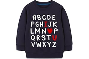 CHIPELER Kids Valentines Day Sweatshirts Toddler Boys Girls ABC I LOVE U Heart Graphic Shirt Toddler Long Sleeve Outfit Tops