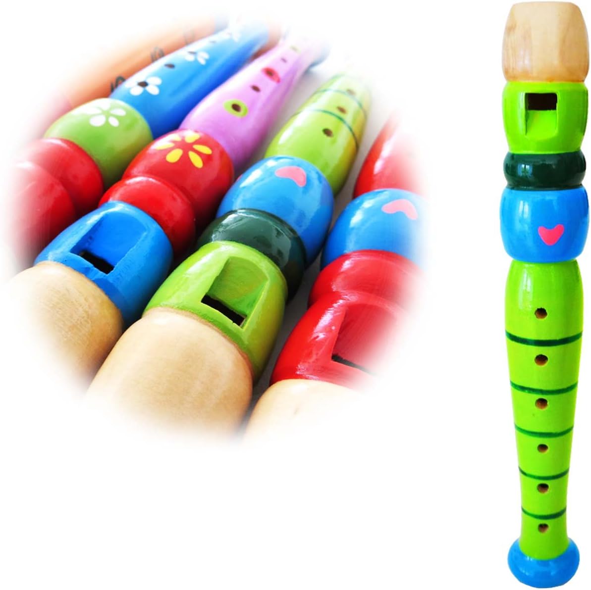 Keepdrum Kinderflöte Aus Holz - Musikspielzeug In Grün Mit 6 Tonlöchern