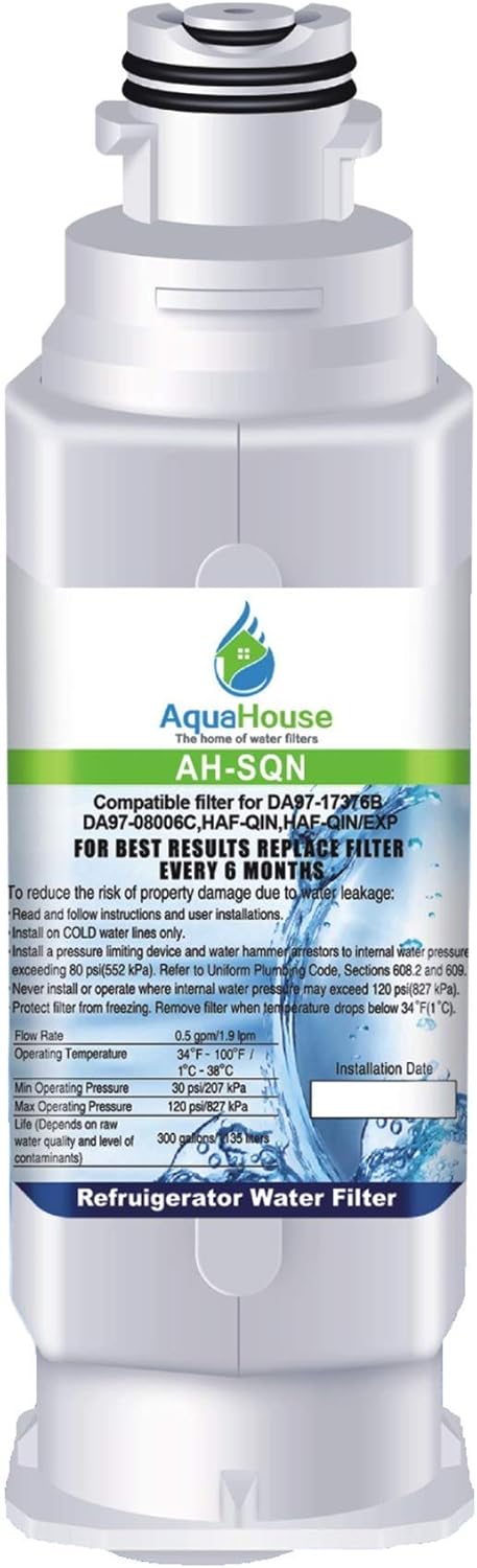 AquaHouse AH-SQN Compatible with Samsung HAF-Qin DA97-17376B Water Filter, DA97-08006C Refrigerator Filter