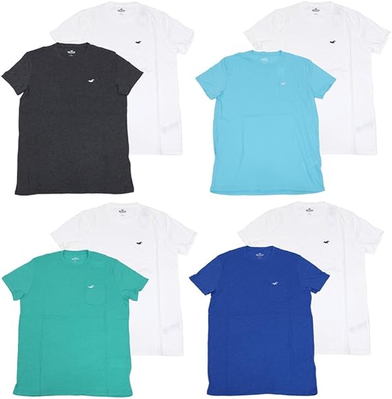 Amazon ホリスター Tシャツ メンズ 2枚セット Hollister クルーネック アソート Mサイズ Dセット 白 青 並行輸入品 Tシャツ カットソー 通販