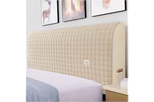 A.B Crew Stretchy Removable Bed Headboard Cover with Side Pockets Bed Headboard Slipcover Bed Head Cover Bed Headboard Protector for Bedroom Decoration Khaki, King