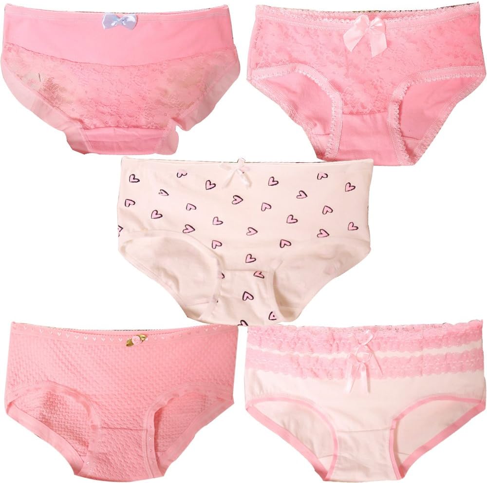 OULU 5 6 Pack Women Big Girls Cotton Panties Set Brief Underwear Cute