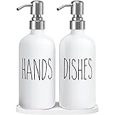 MOMEEMO Soap Dispenser for Kitchen Sink, White Soap Dispenser with Silver Metal Pump, Suitable for Kitchen Decor and Accessories. (White & Silver)