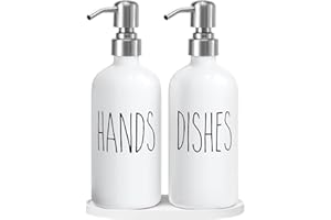 MOMEEMO Soap Dispenser for Kitchen Sink, White Soap Dispenser with Silver Metal Pump, Suitable for Kitchen Decor and Accessories. (White & Silver)