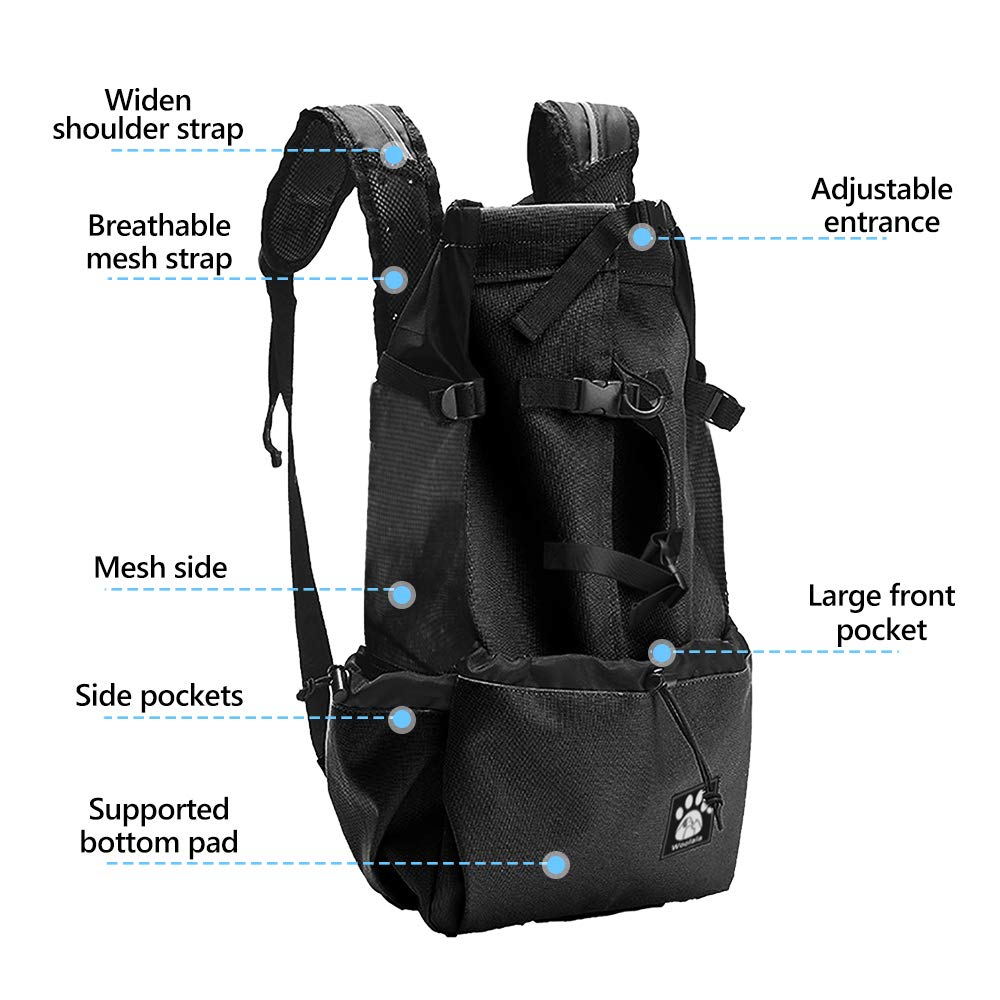 Woolala Dog Backpack with Waterproof Lining Travel Bag for Small Pets - Black XL