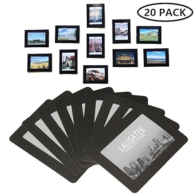 Lausatek Magnetic Picture Frame, Photo Collage for Refrigerator, Magnet Board Decor, Black, Holds 4x6, 3.5x5, 3x4, 2.5x3.5 Inches Photos, 20 Pack