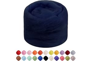 JeogYong Needle Felting Wool, 1.76oz Wool Roving Chunky Wool Yarn, Navy Blue Wool Roving Yarn for Needle Felting, Wet Felting, Felting Projects, DIY Crafts