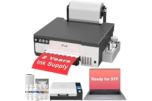 PLK A4 DTF Printer with XP600 Printhead & Roll Feeder, L8058 DTF Transfer Machine with White Stirring System,100% Transfer Rate for DIY Printing(Printer+Oven+Laptop+Consumables)